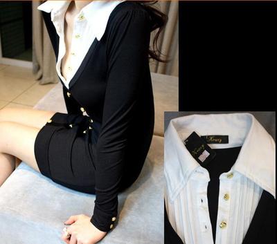 【2015秋冬女裝OL氣質(zhì)性感夜店連衣裙 緊身顯瘦包臀長(zhǎng)袖低胸裙】?jī)r(jià)格_廠家_圖片 -